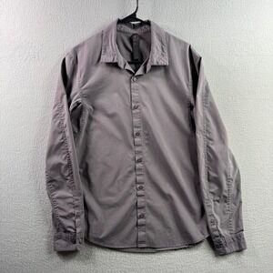 Lululemon Shirt Mens Medium Long‎ Sleeve Button Up Gray Cotton Blend Oxford